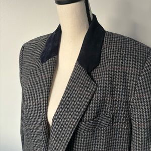 Vintage Oversized Navy Velvet Collar Blazer